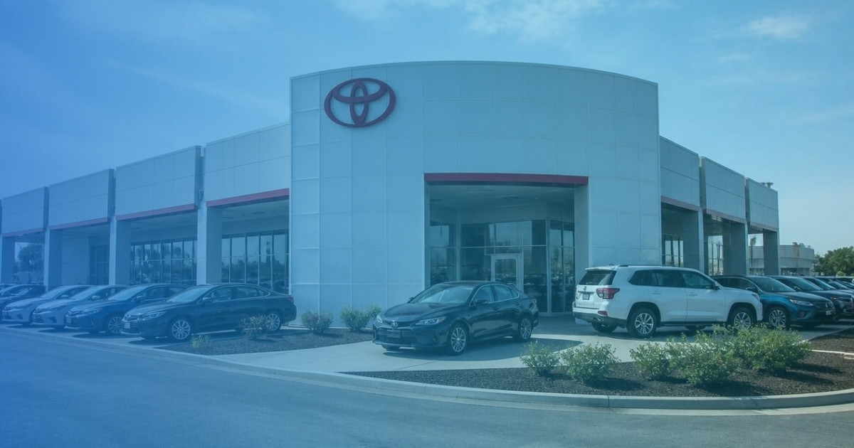 Toyota dealership with blue overlay