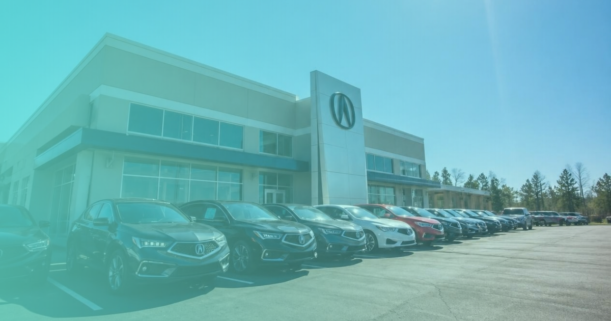 Acura dealership with teal overlay